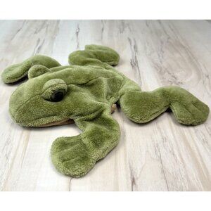 VTG FOLKTAILS by Folkmanis Green Plush FROG Toad Furry Folk HAND PUPPET 11"